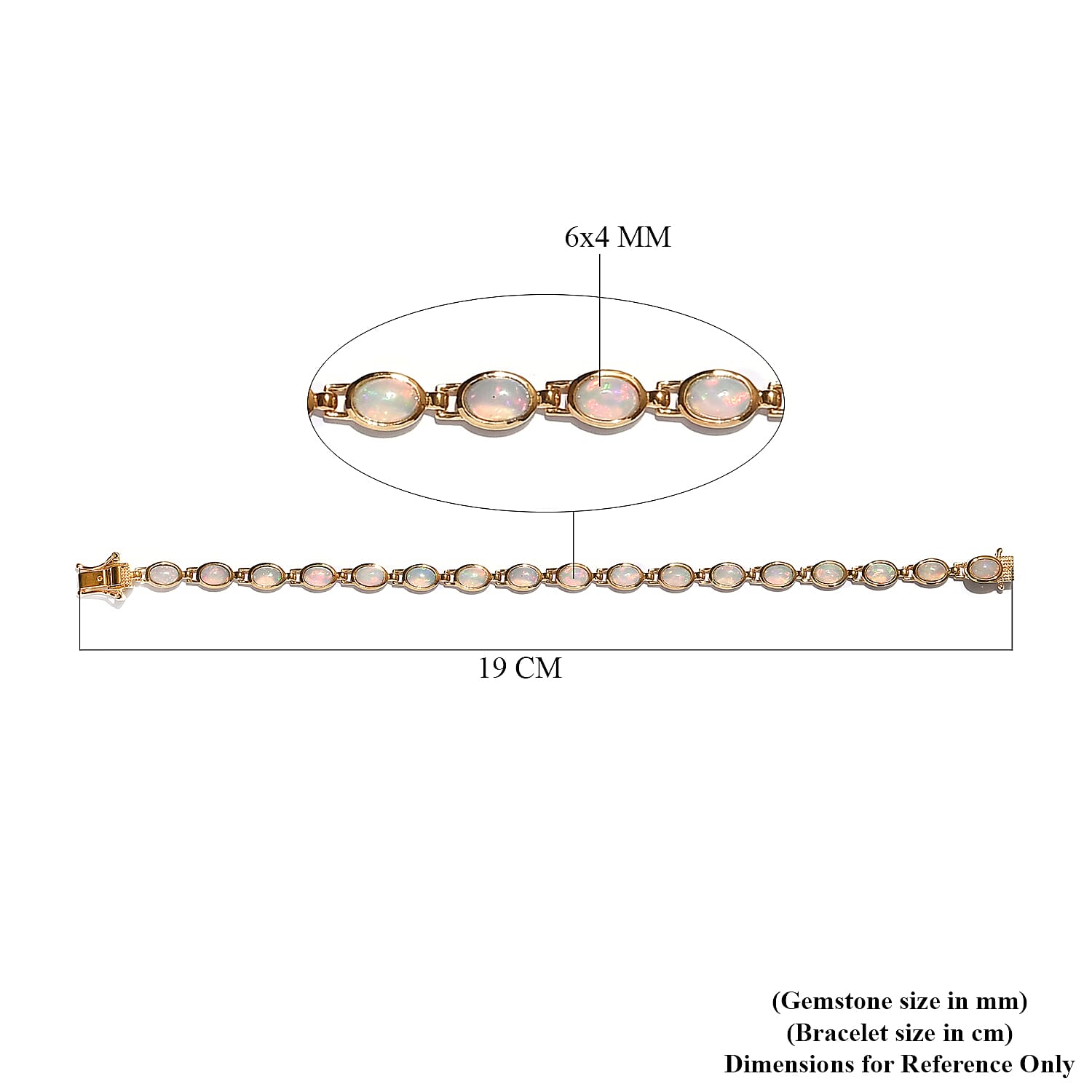 Ethiopian Opal Bracelet in 14K Gold Overlay Sterling Silver 5.25 ct,  Sliver Wt. 8 Gms  5.250  Ct.