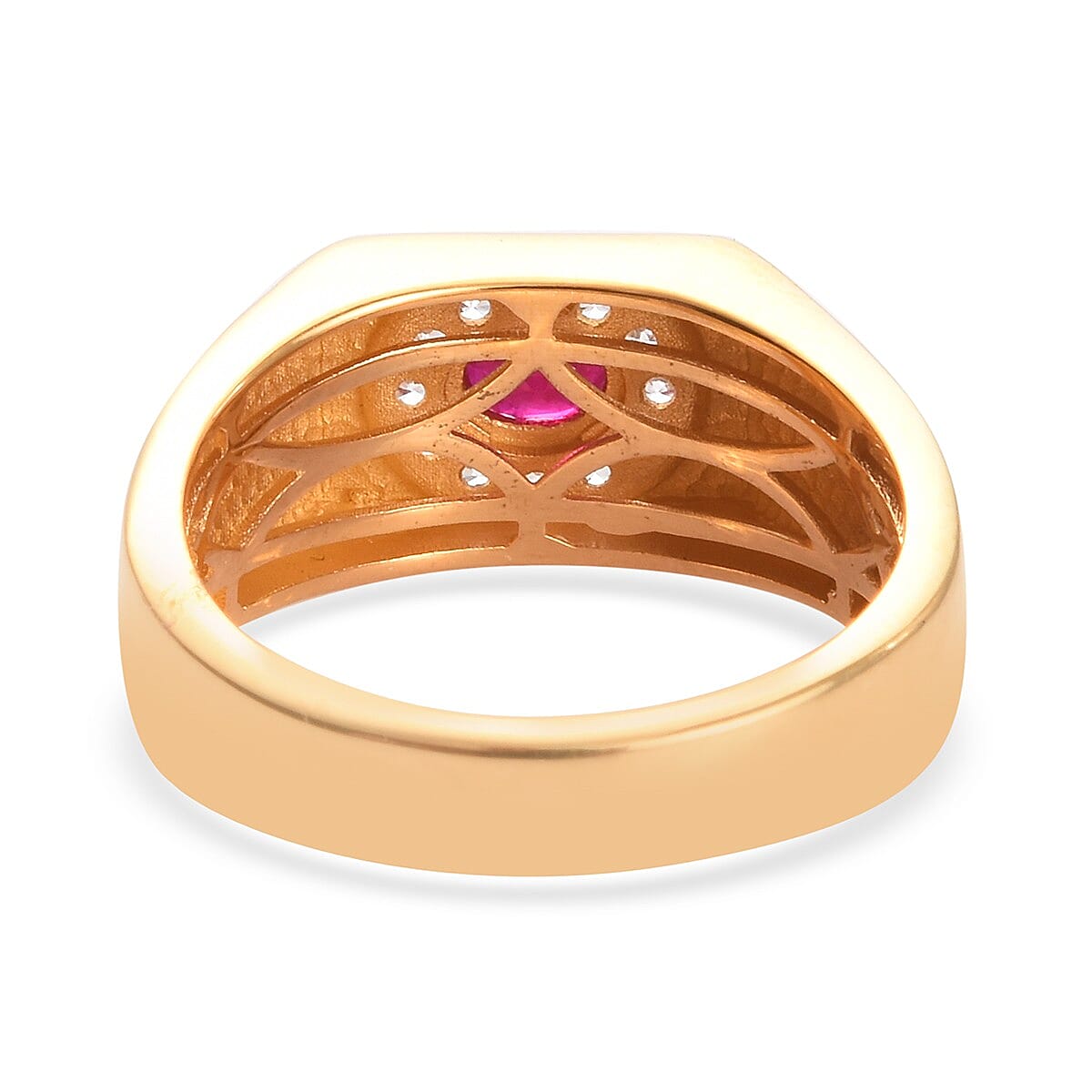 Ruby and Natural Cambodian Zircon Ring in 14K Gold Overlay Sterling Silver