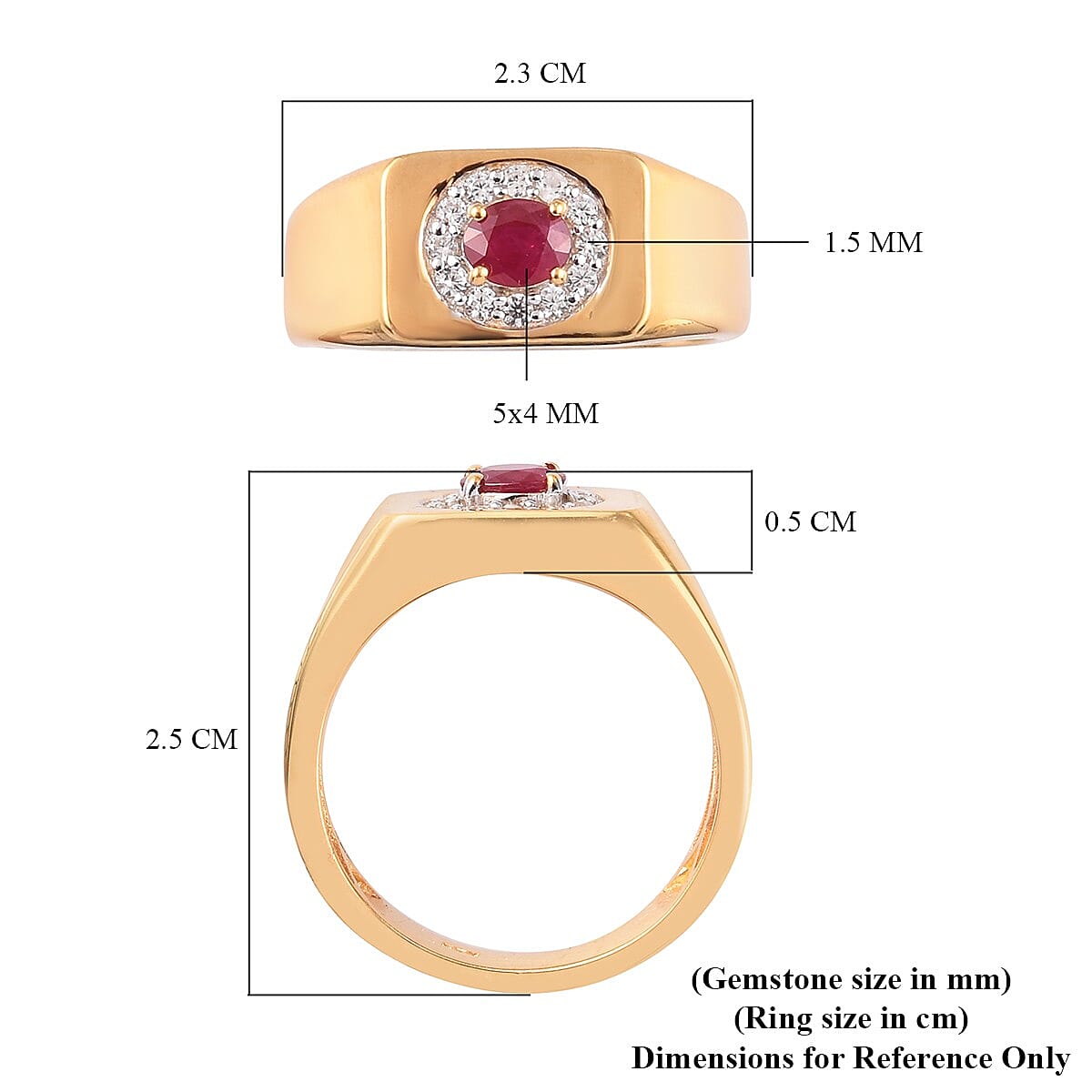 Ruby and Natural Cambodian Zircon Ring in 14K Gold Overlay Sterling Silver
