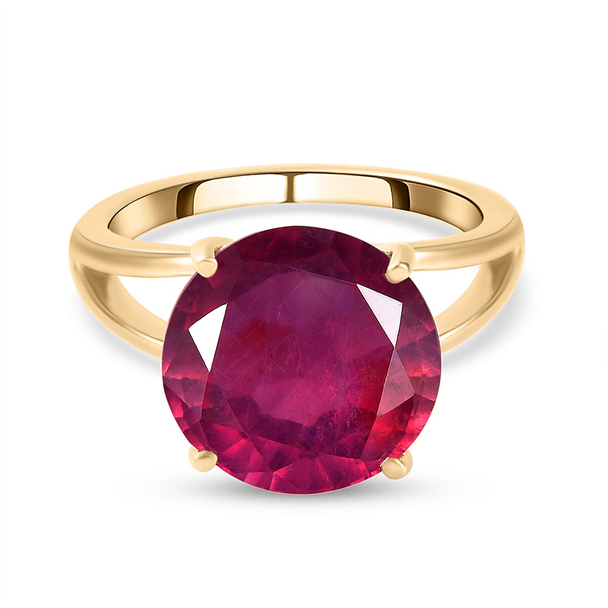 9K Yellow Gold African Ruby Solitaire Ring 8.02 Ct.