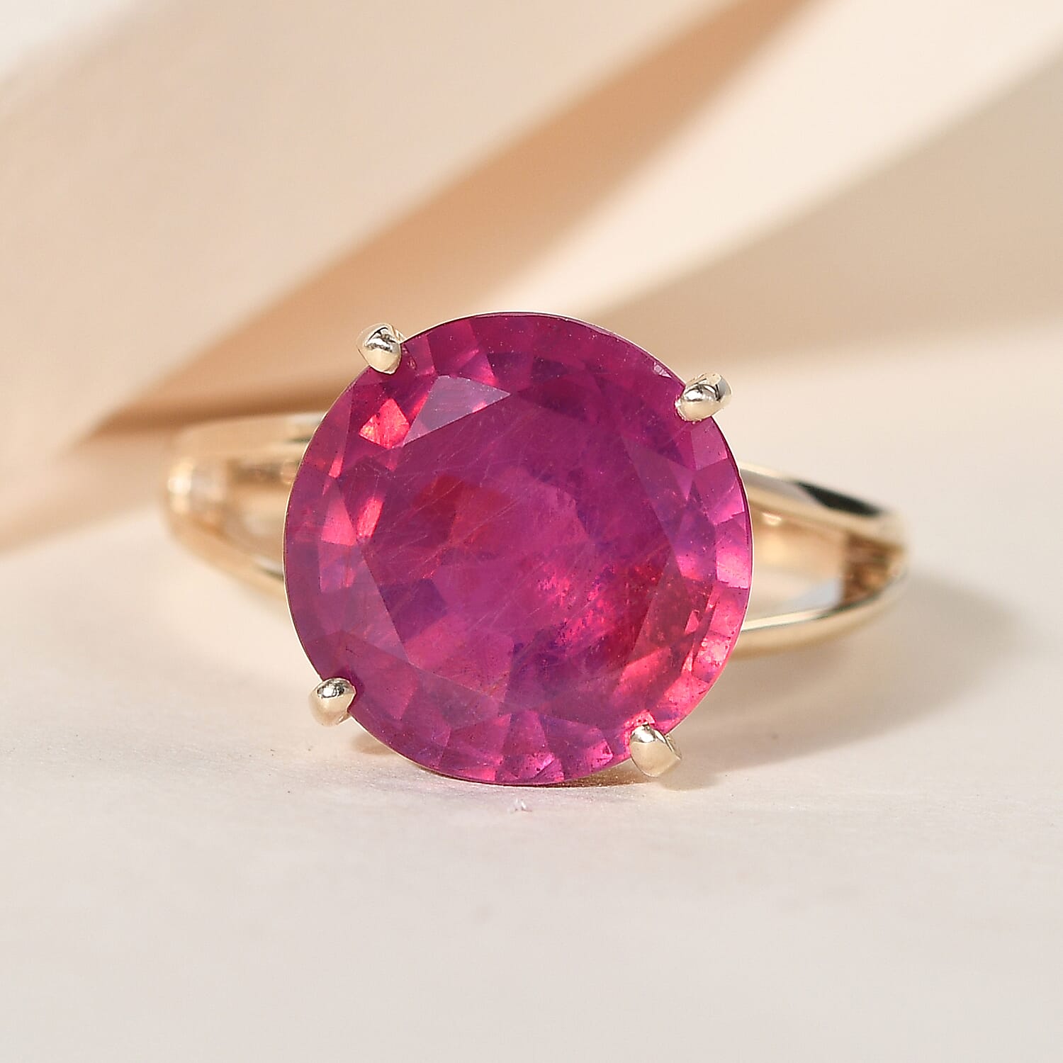 9K Yellow Gold African Ruby Solitaire Ring 8.02 Ct.