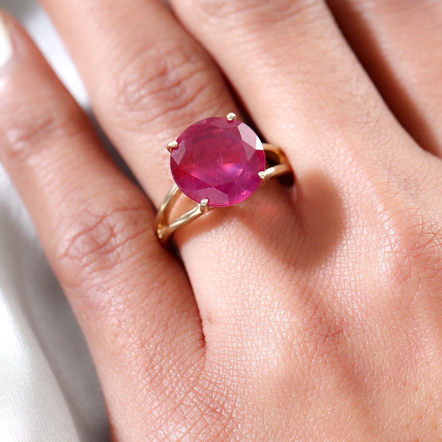 9K Yellow Gold African Ruby Solitaire Ring 8.02 Ct.