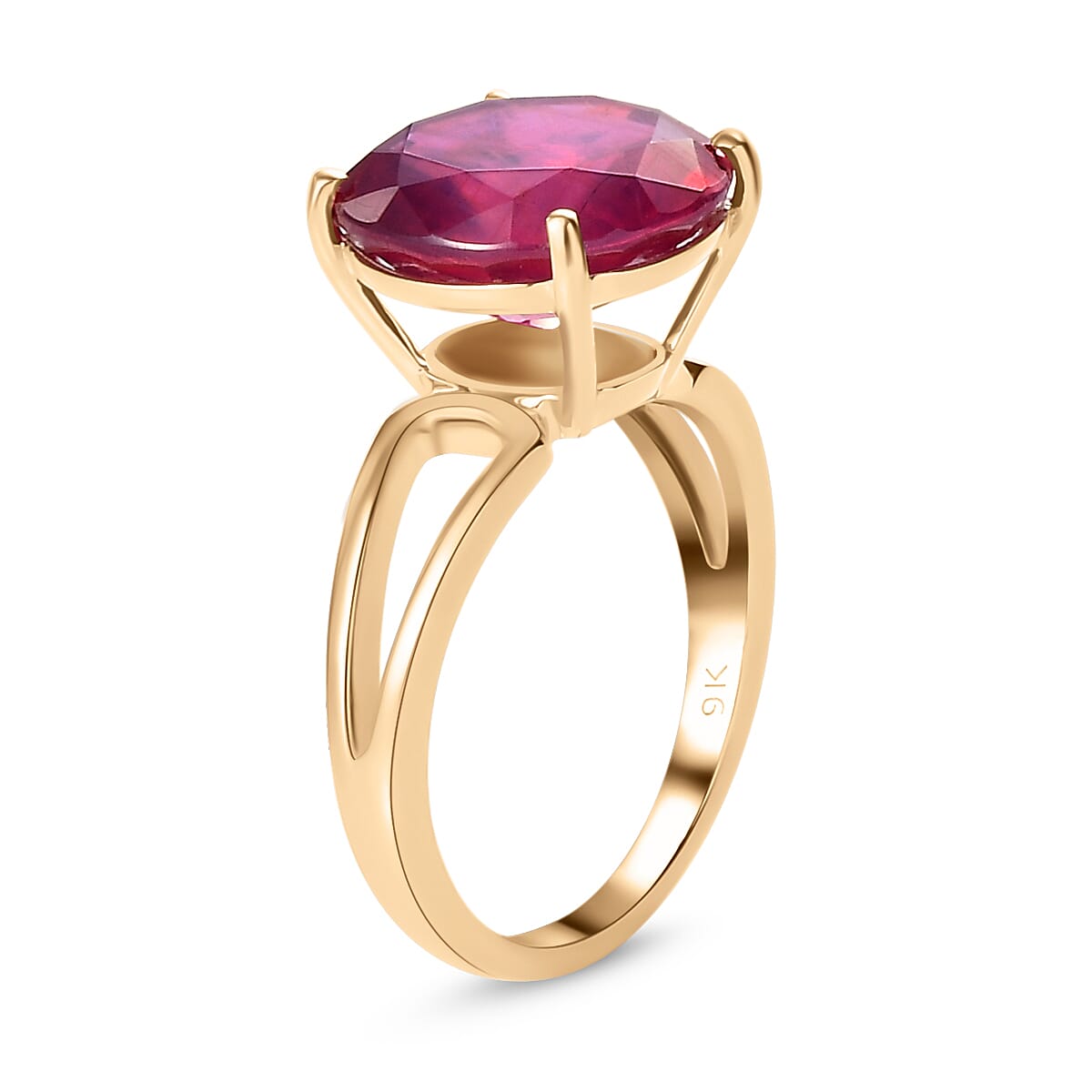 9K Yellow Gold African Ruby Solitaire Ring 8.02 Ct.
