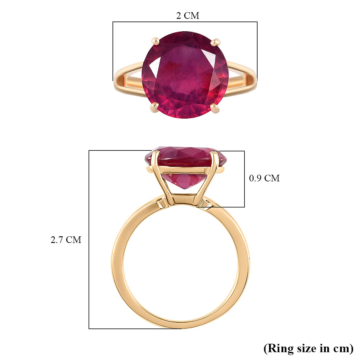 9K Yellow Gold African Ruby Solitaire Ring 8.02 Ct.