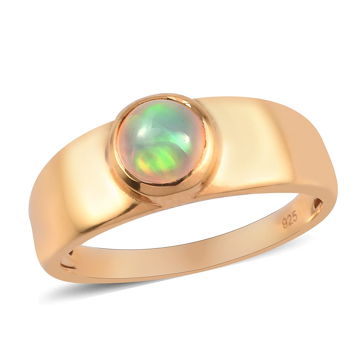 Ethiopian Welo Opal Band Ring in 14K Gold Overlay Sterling Silver