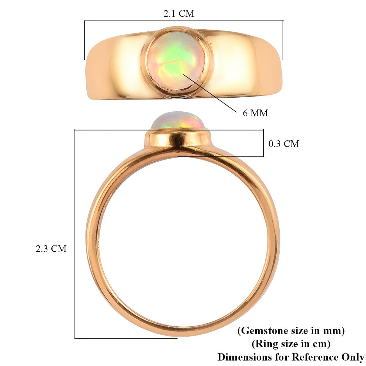 Ethiopian Welo Opal Band Ring in 14K Gold Overlay Sterling Silver