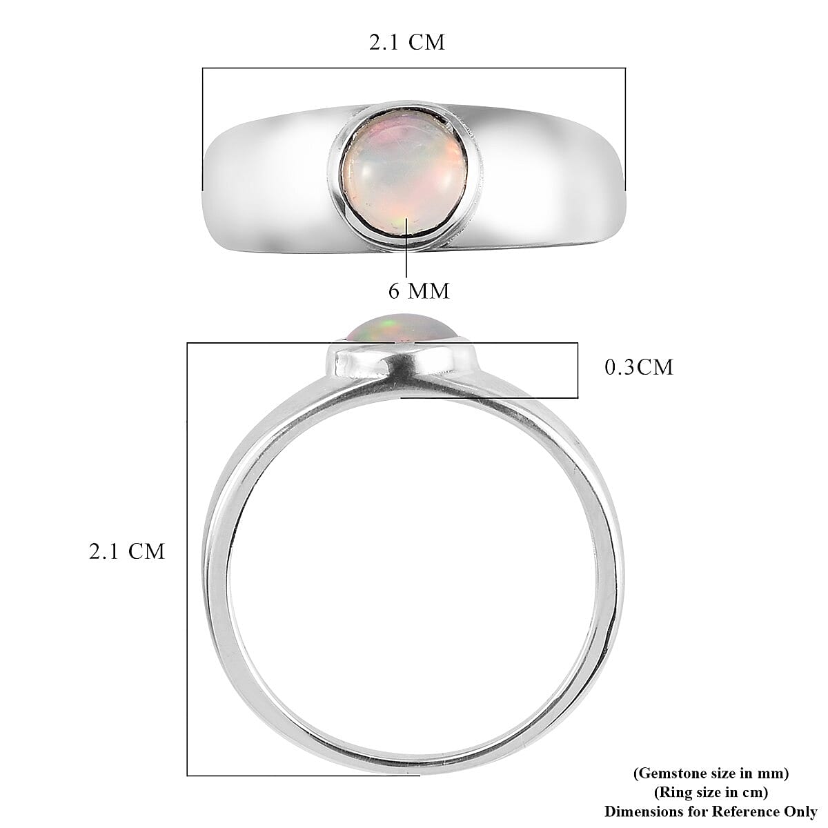 Ethiopian Welo Opal Band Ring in Platinum Overlay Sterling Silver