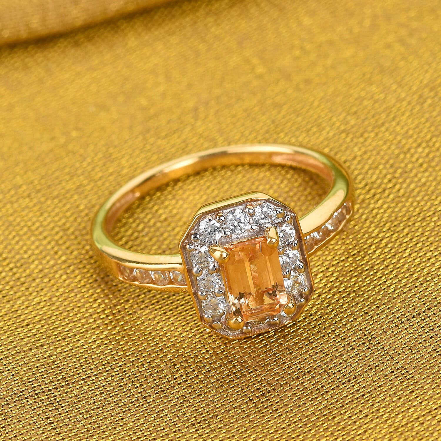 Golden Precious Topaz and Natural Cambodian Zircon Ring in 14K Gold Overlay Sterling Silver 1.22 Ct.