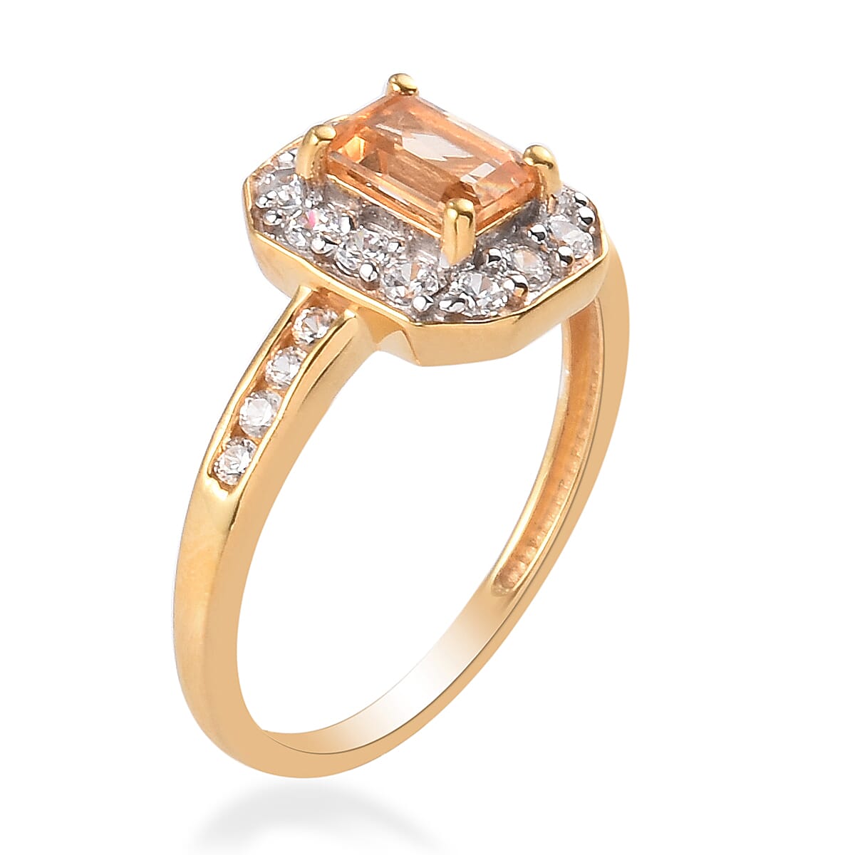 Golden Precious Topaz and Natural Cambodian Zircon Ring in 14K Gold Overlay Sterling Silver 1.22 Ct.