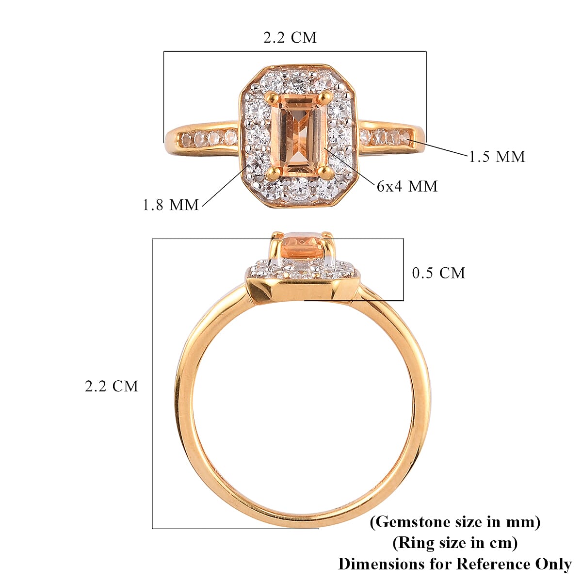 Golden Precious Topaz and Natural Cambodian Zircon Ring in 14K Gold Overlay Sterling Silver 1.22 Ct.