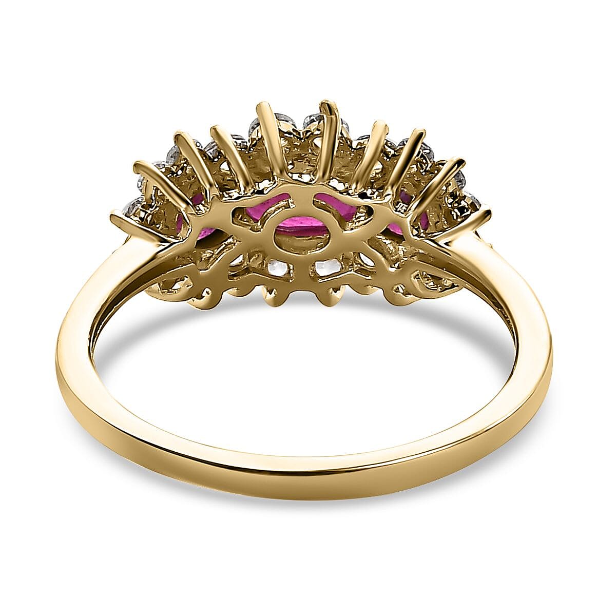 9K Yellow Gold African Ruby and Natural Cambodian Zircon Ring 1.61 Ct.