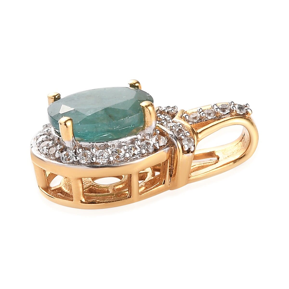 Grandidierite and Natural Cambodian Zircon Pendant in 14K Gold Overlay Sterling Silver 1.530 Ct.