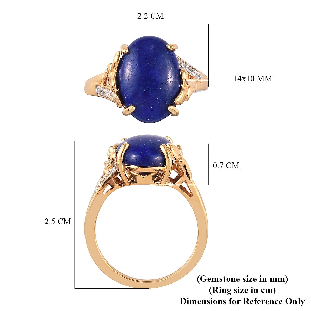 GP Lapis Lazuli, Natural Cambodian Zircon and Blue Sapphire Ring in 14K Gold Overlay Sterling Silver 6.42 Ct.