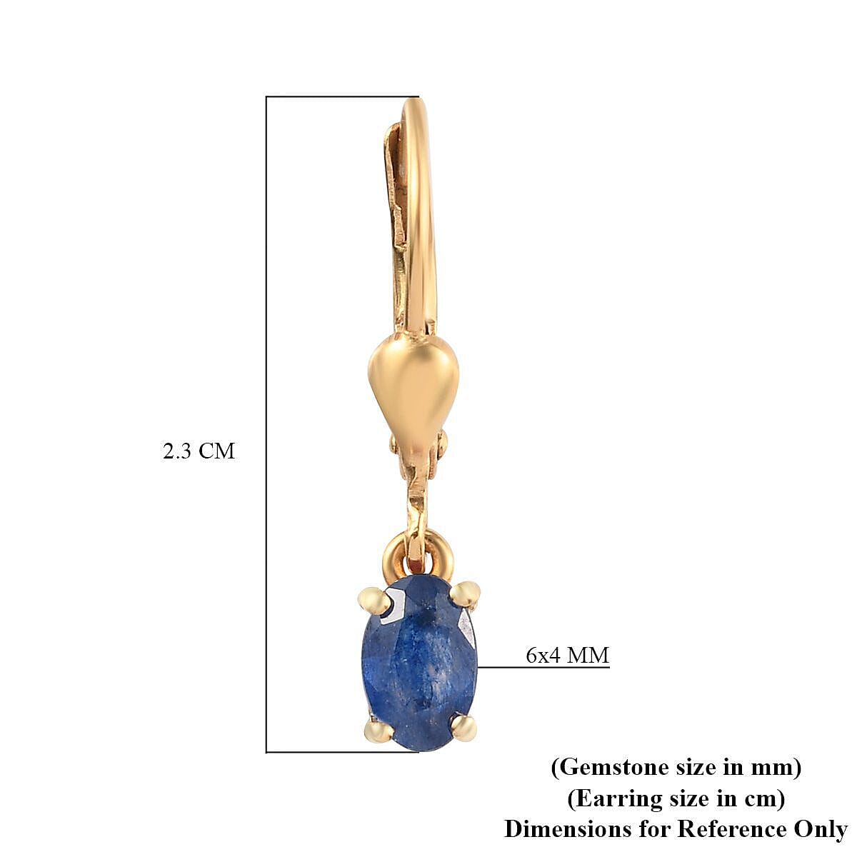 Masoala Sapphire (FF) Lever Back Earrings in 18K Vermeil Yellow Gold Plated Sterling Silver 1.48 Ct