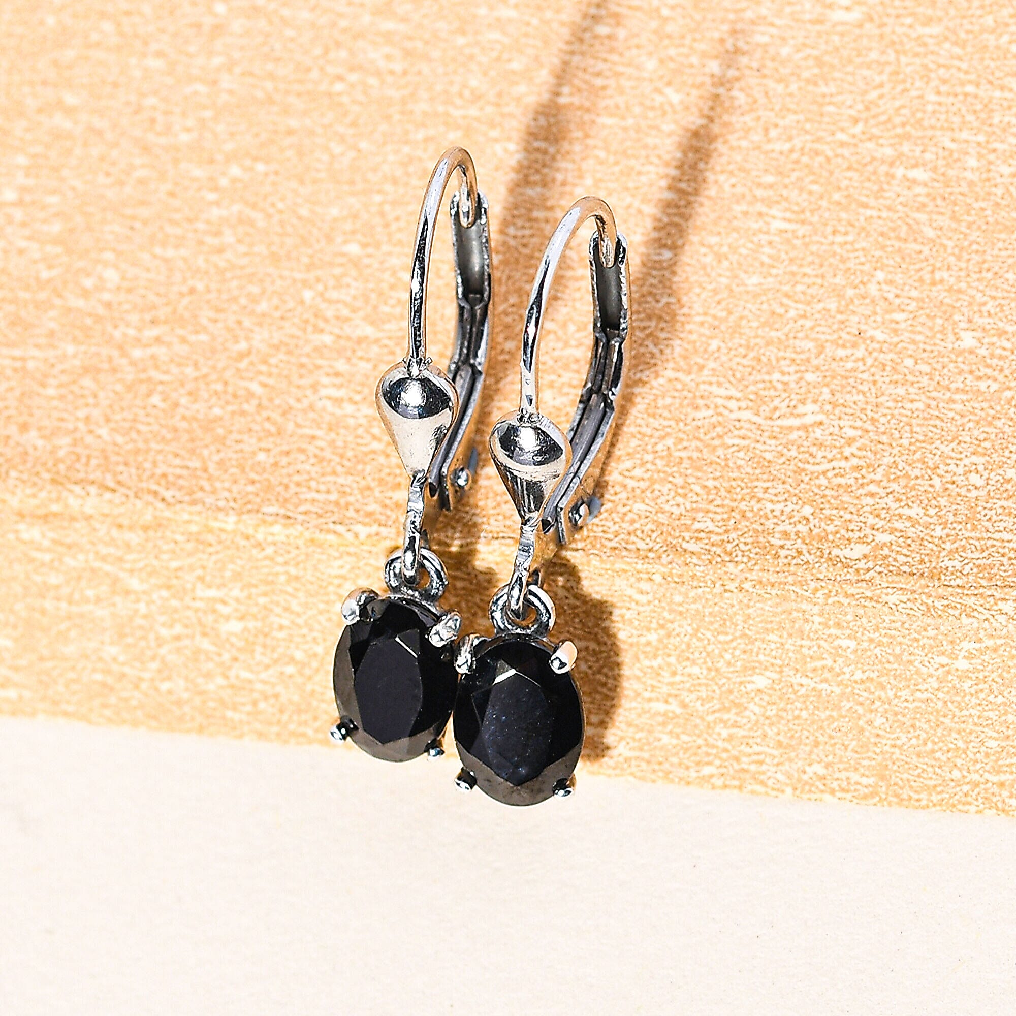 Elite Shungite Solitaire Lever Back Earrings in Platinum Overlay Sterling Silver