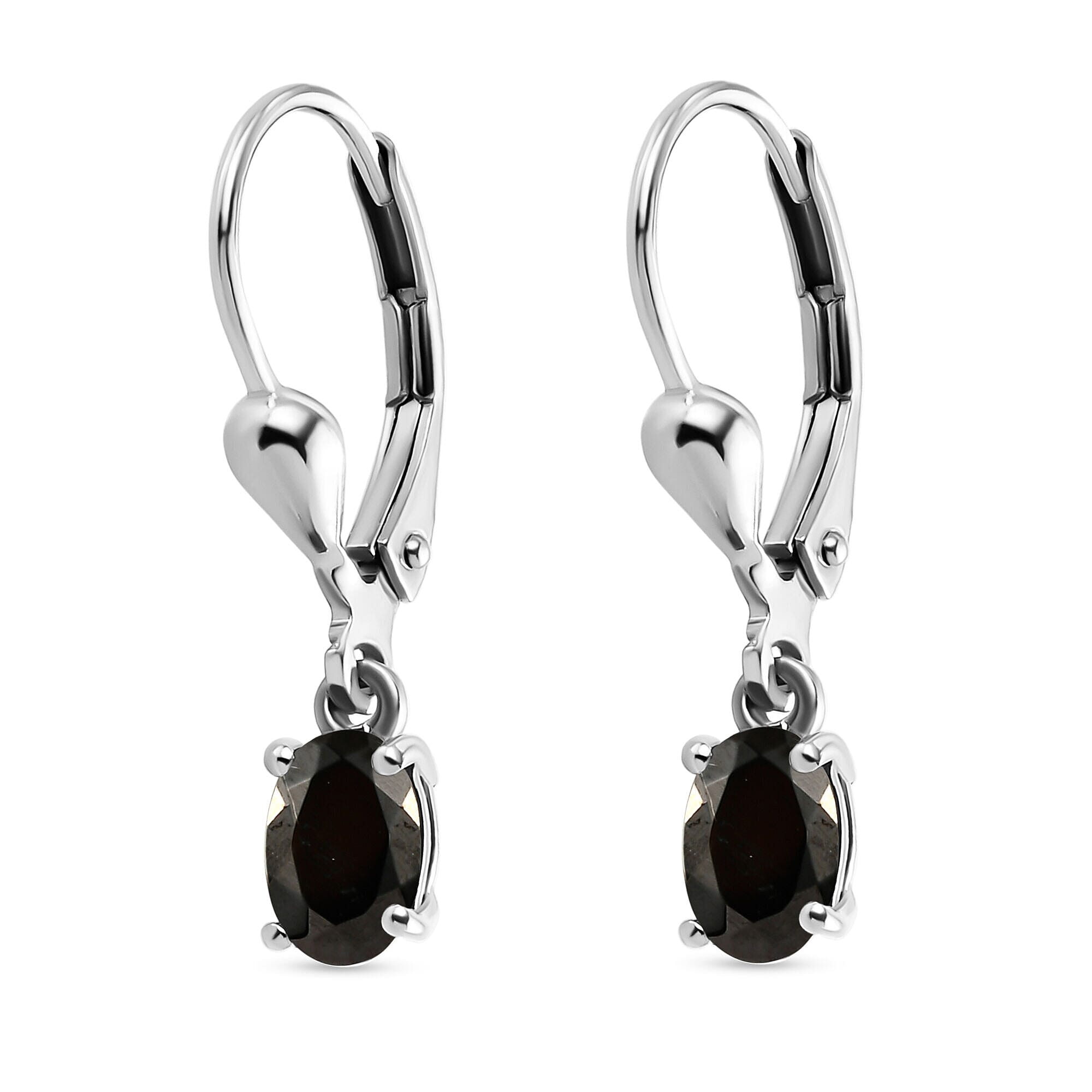 Elite Shungite Solitaire Lever Back Earrings in Platinum Overlay Sterling Silver