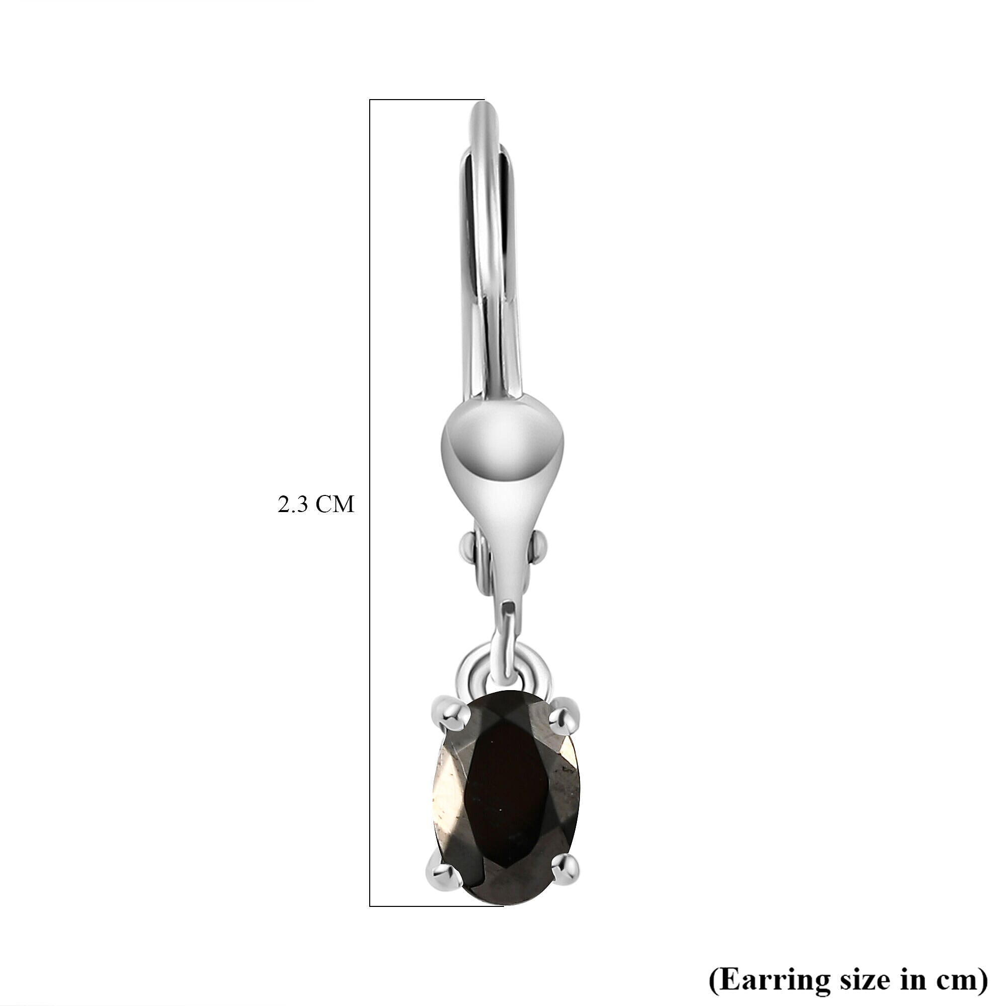 Elite Shungite Solitaire Lever Back Earrings in Platinum Overlay Sterling Silver