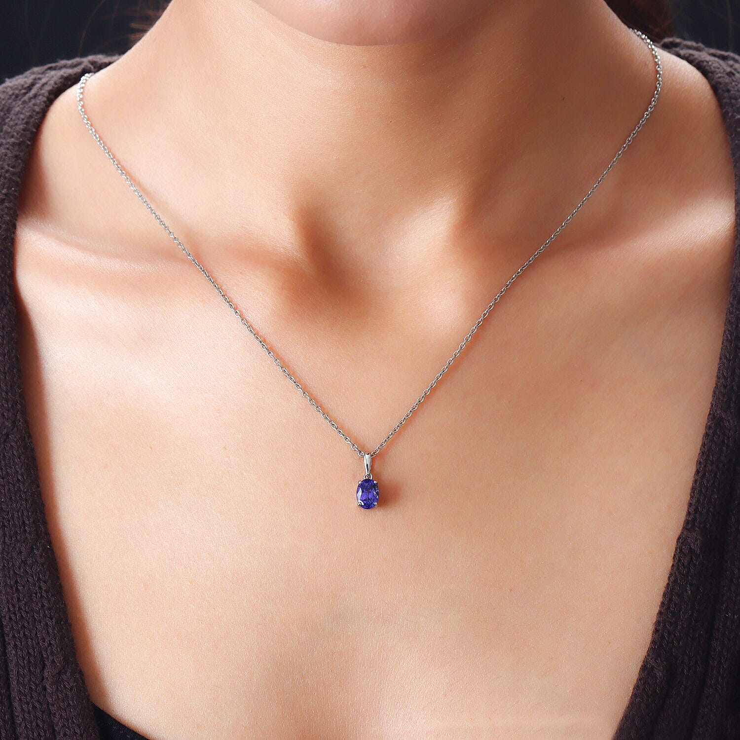 950 Platinum AAAA Tanzanite Solitaire Pendant 1.14 Ct.