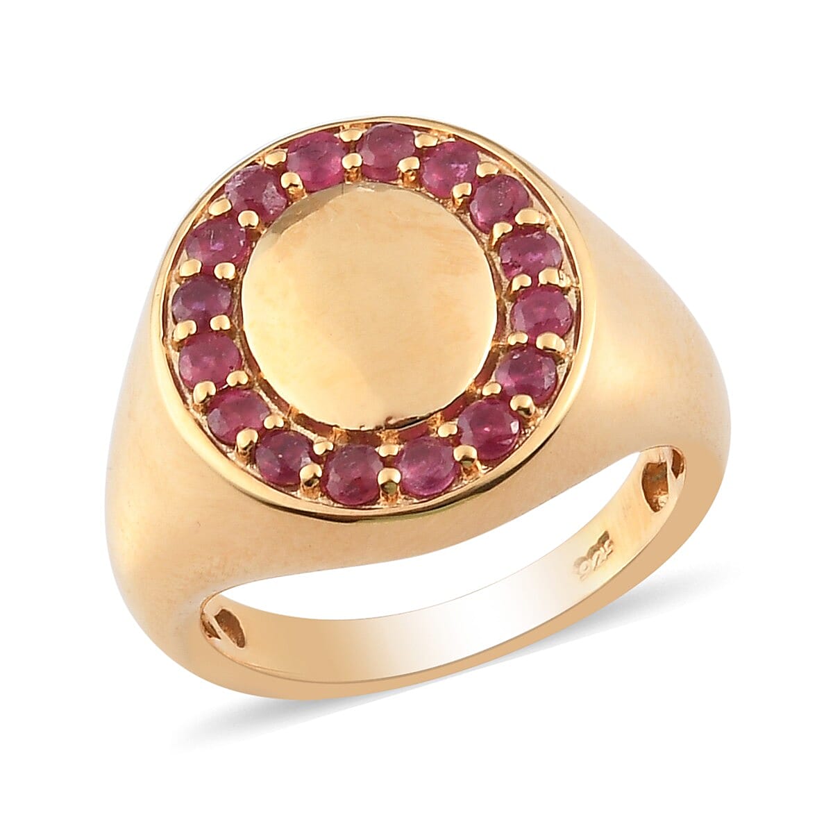 African Ruby (FF) Ring in 14K Gold Overlay Sterling Silver 1.030 Ct., Silver wt 6.11 Gms