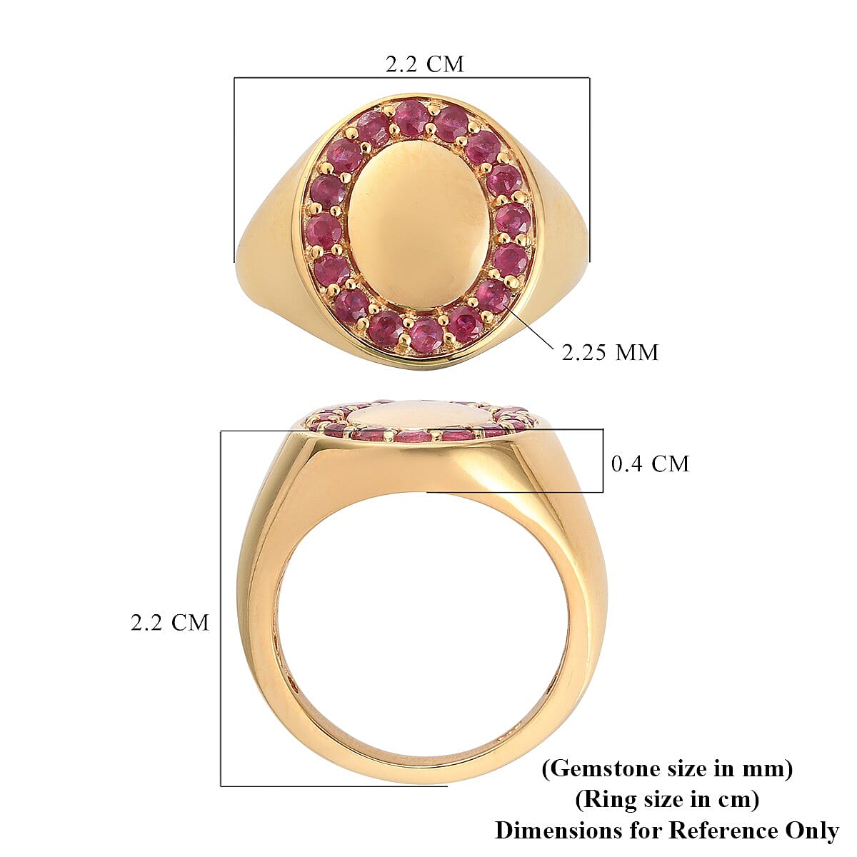 African Ruby (FF) Ring in 14K Gold Overlay Sterling Silver 1.030 Ct., Silver wt 6.11 Gms