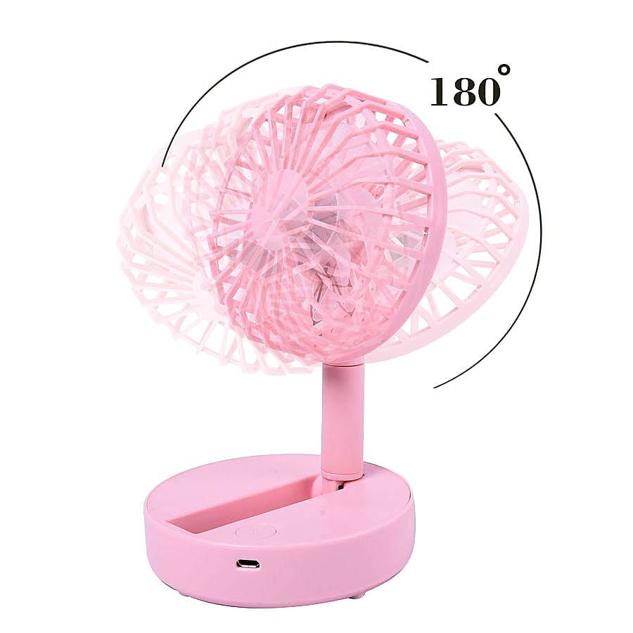 Foldable and Adjustable Mini Fan with 2 Wind Speed Settings (Size-9x9x16cm) - Pink