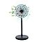 USB Rechargeable and Foldable Desk Fan with LED Light and 3 Wind Speed Setting (Size 12x12x31cm) - Black