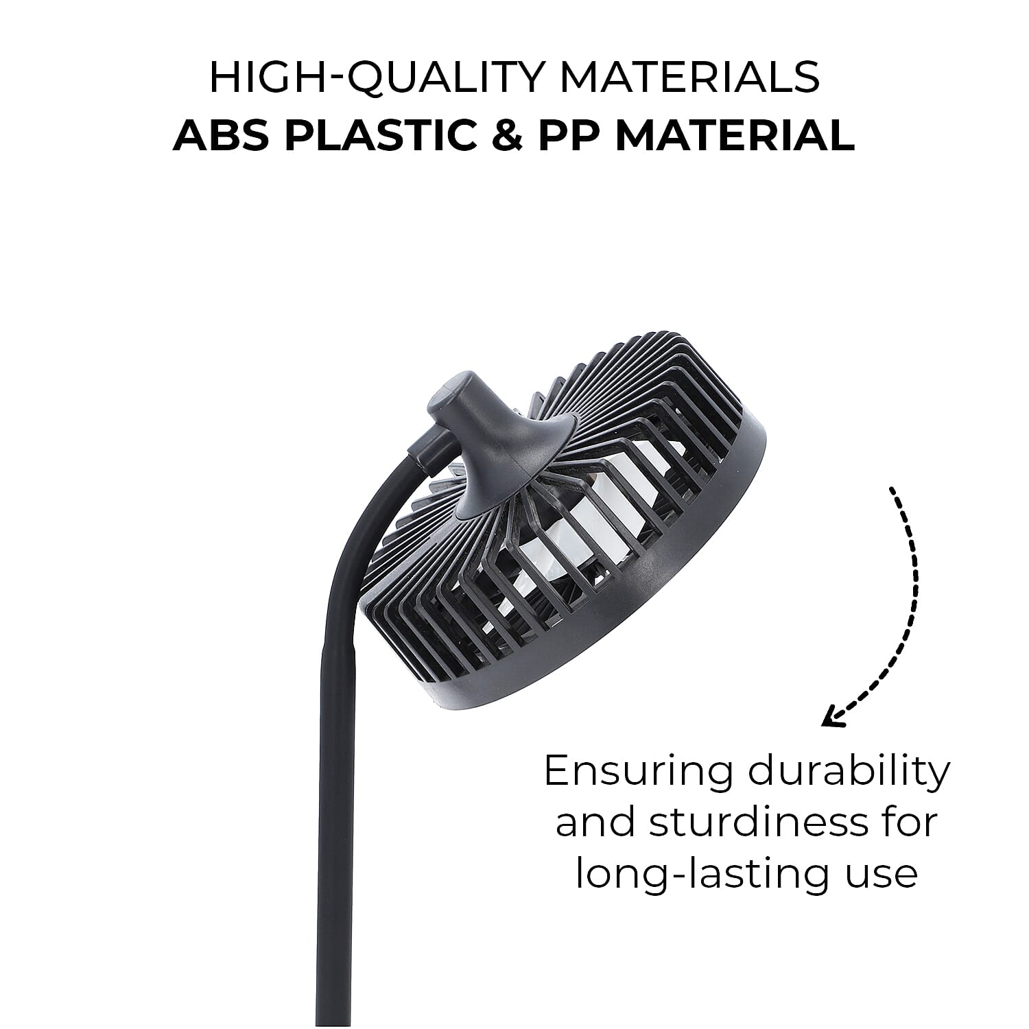 Foldable Desk Fan with LED Light and 3 Wind Speed Setting (Size 31x12x12 cm) - Black