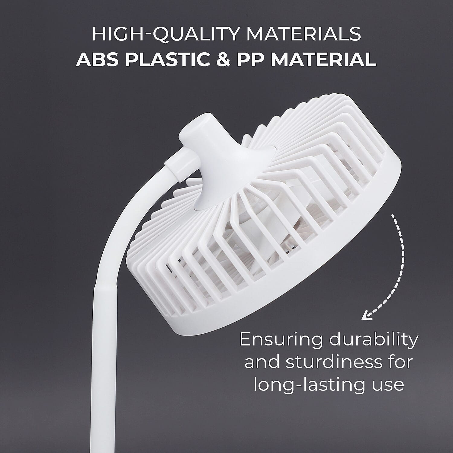 Foldable Desk Fan with LED Light and 3 Wind Speed Setting (Size 31x12x12 cm) - White