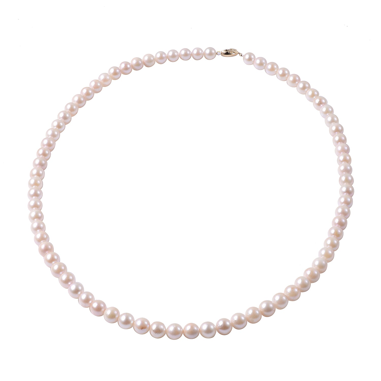 9K Yellow Gold Japanese Akoya Pearl and White Diamond Necklace (Size 18)