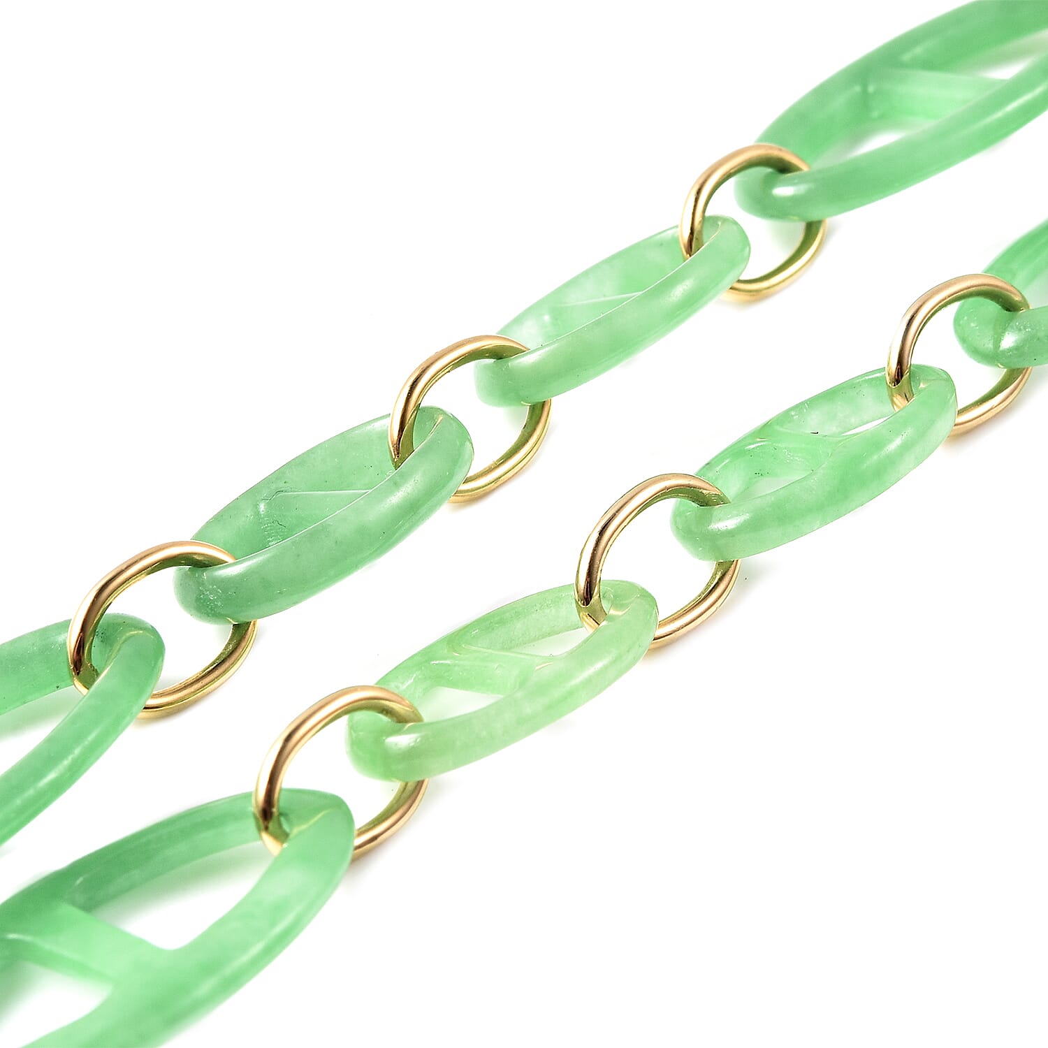 Designer Inspired Green Jadeite Jade and Natural Zircon Necklace (Size 18) in Yellow Gold Overlay Sterling Silver 62.90 Ct,