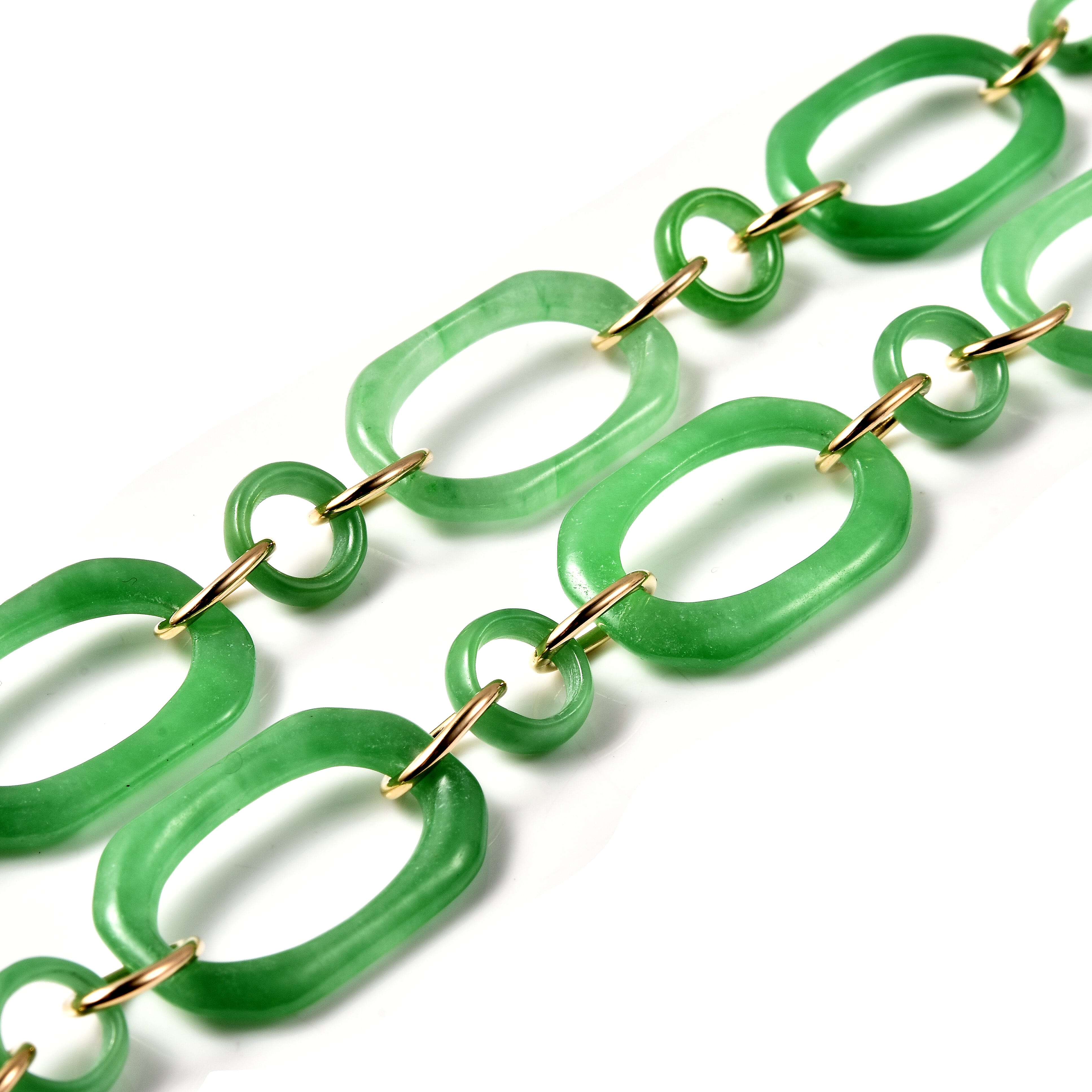 Designer Inspired - Green Jadeite Jade and Natural Zircon Necklace (Size 23) in Yellow Gold Overlay Sterling Silver 87.00 Ct, Silver Wt. 13.05 Gms