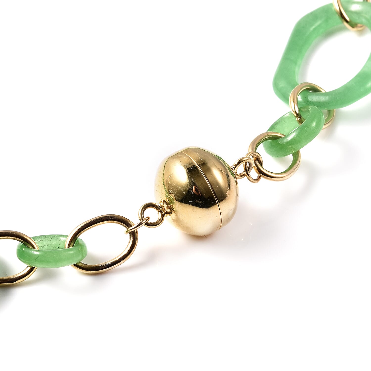 Designer Inspired - Green Jadeite Jade and Natural Zircon Necklace (Size 23) in Yellow Gold Overlay Sterling Silver 87.00 Ct, Silver Wt. 13.05 Gms