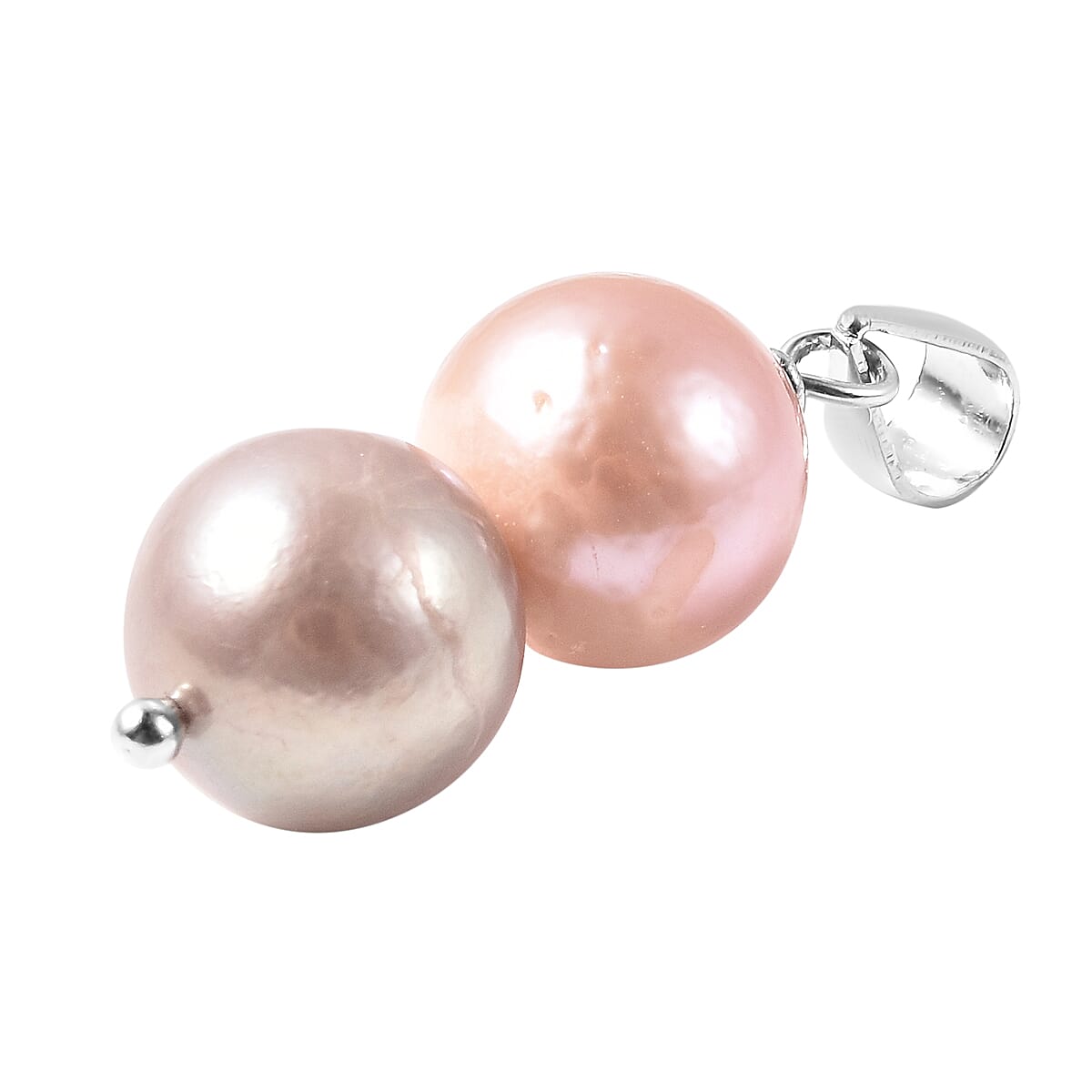 2 Piece Set - Anhui Purple Pearl Stud Earrings (with Push Back) and Pendant in Rhodium Overlay Sterling Silver
