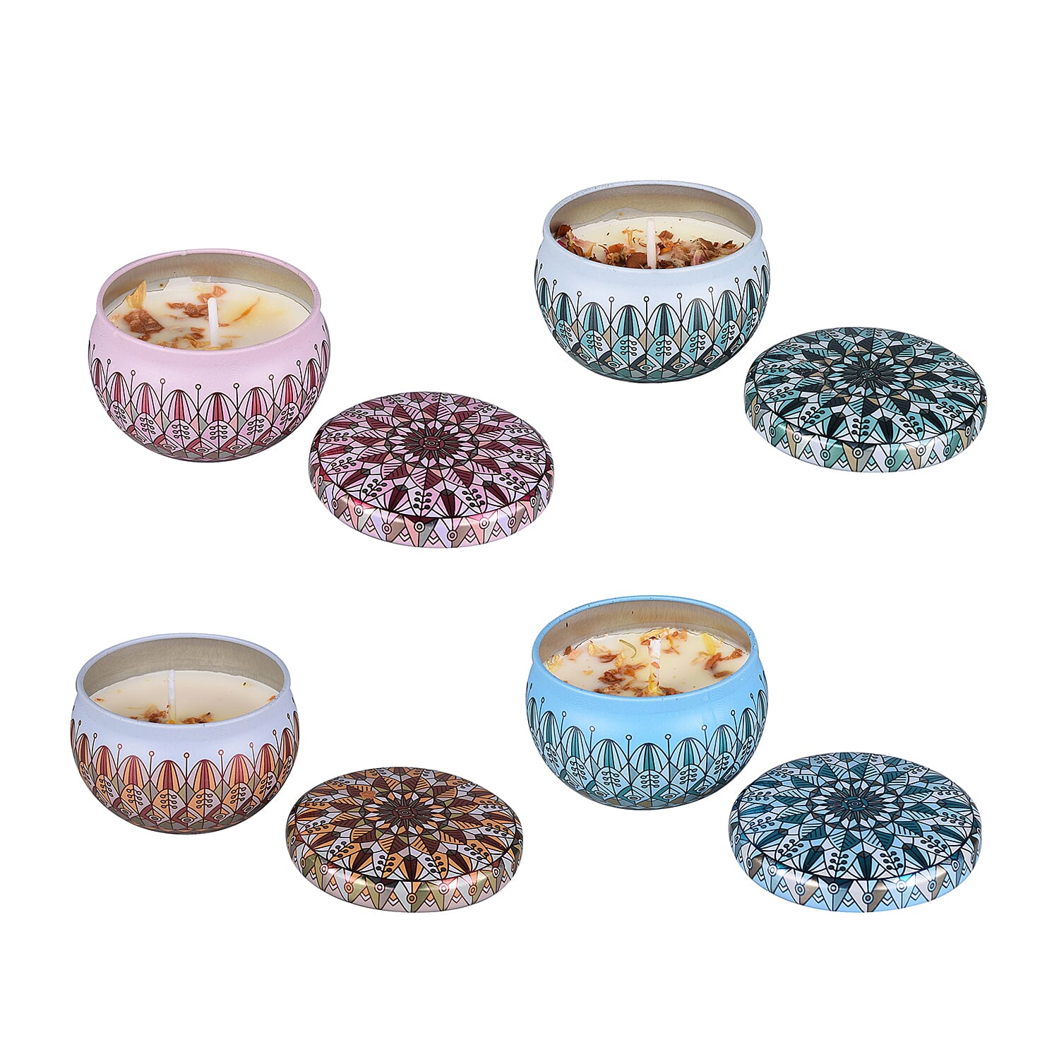 The 5th Season Set of 4 Scented Soy Wax Candle in Gift Box (Fragrance: Lemon, Rose, Lavender & Coco)