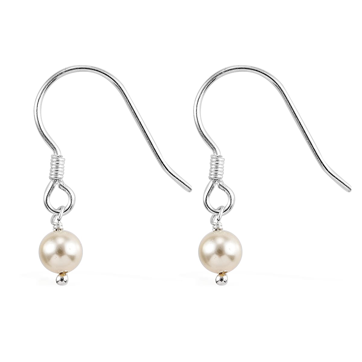 Lustro Stella 2 Piece Set - Cream Pearl Crystal Necklace (Size 18) and Hook Earrings in Sterling Silver