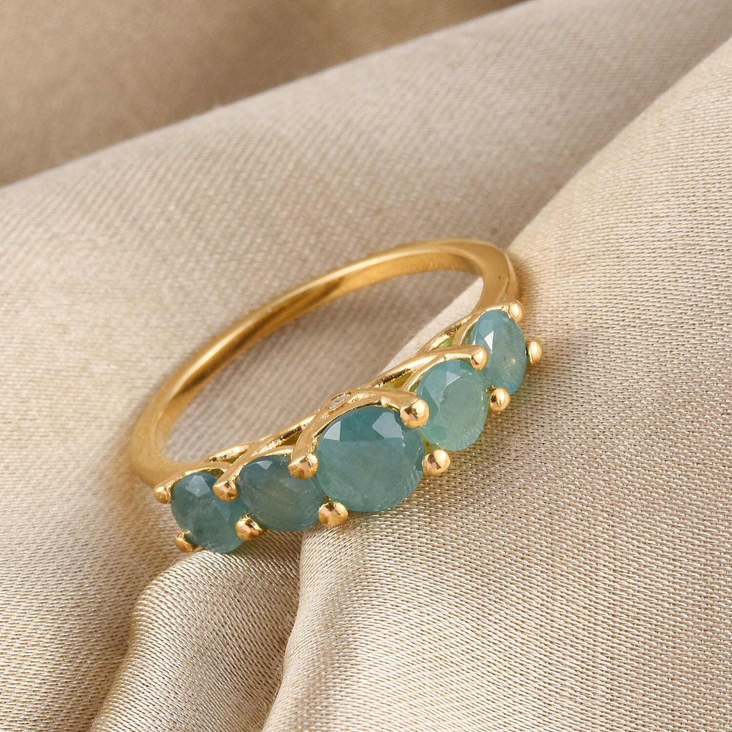 Grandidierite and White Diamond Ring in 14K Gold Overlay Sterling Silver 1.47 Ct.