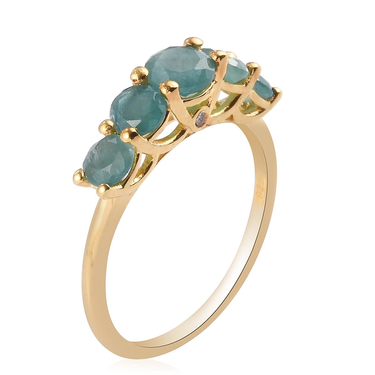 Grandidierite and White Diamond Ring in 14K Gold Overlay Sterling Silver 1.47 Ct.