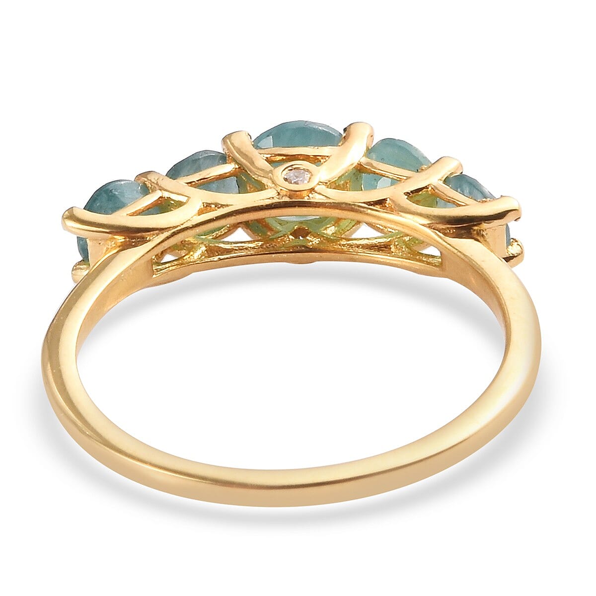 Grandidierite and White Diamond Ring in 14K Gold Overlay Sterling Silver 1.47 Ct.