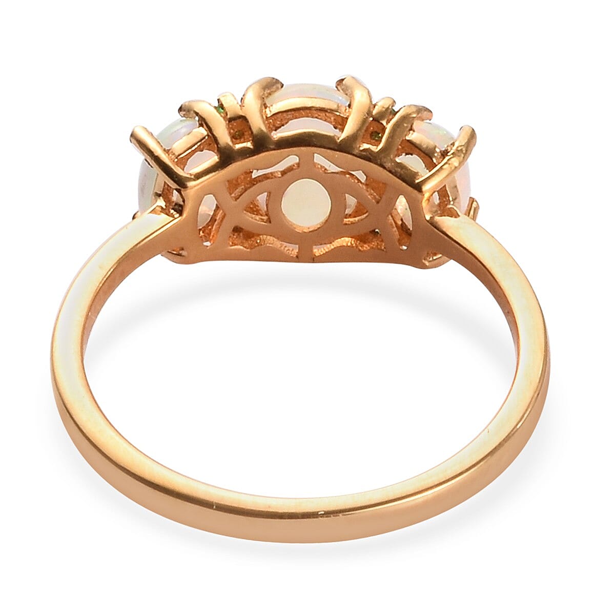 Ethiopian Welo Opal and Kagem Zambian Emerald Ring in 14K Gold Overlay Sterling Silver 1.58 Ct.