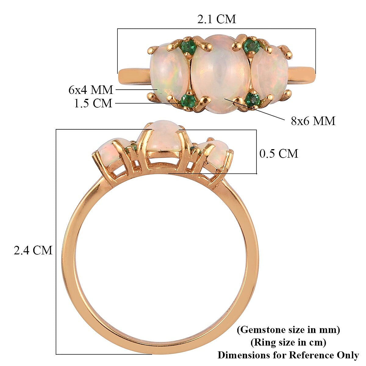 Ethiopian Welo Opal and Kagem Zambian Emerald Ring in 14K Gold Overlay Sterling Silver 1.58 Ct.