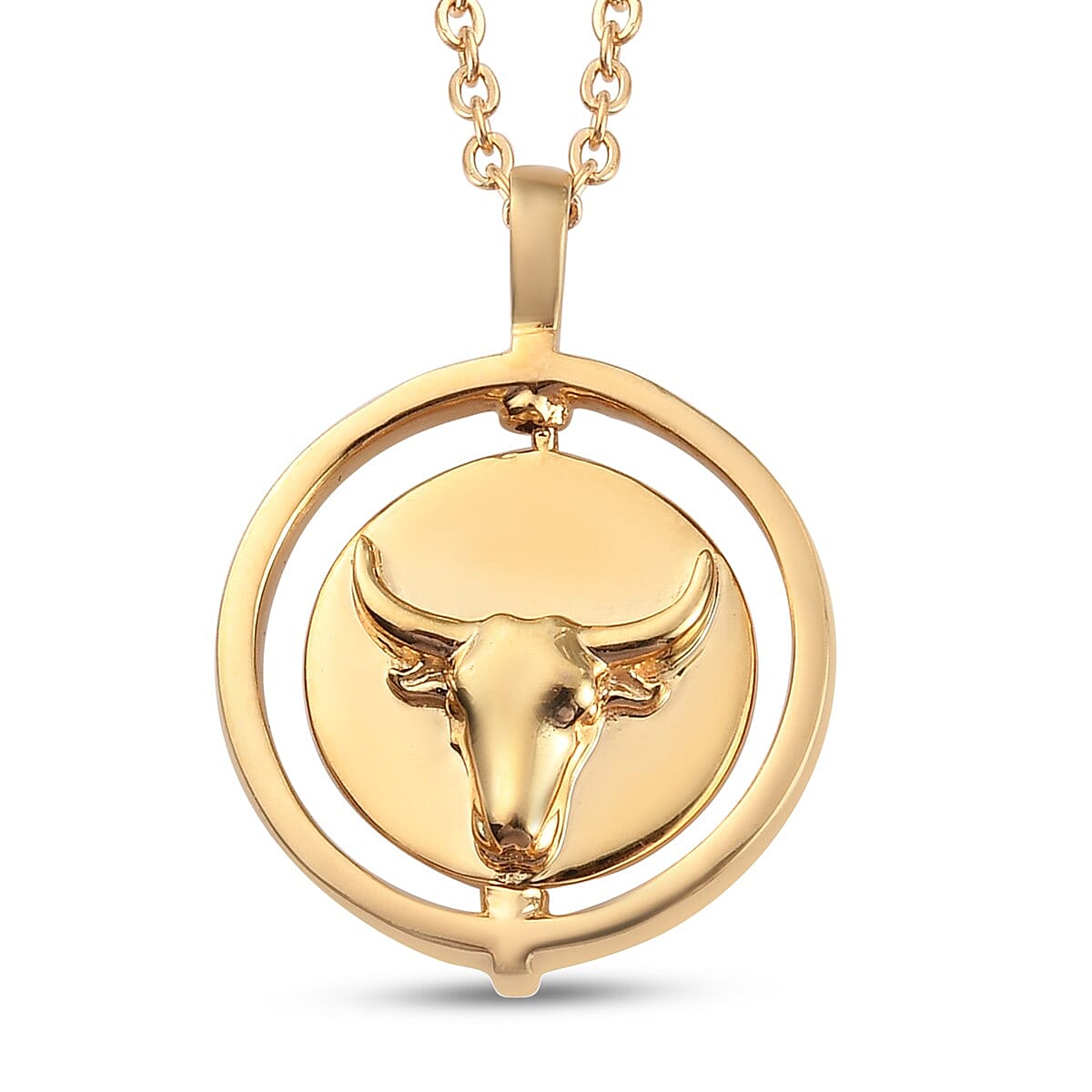 Sundays Child Taurus Zodiac Pendant with Chain (Size 20) in Yellow Gold Tone