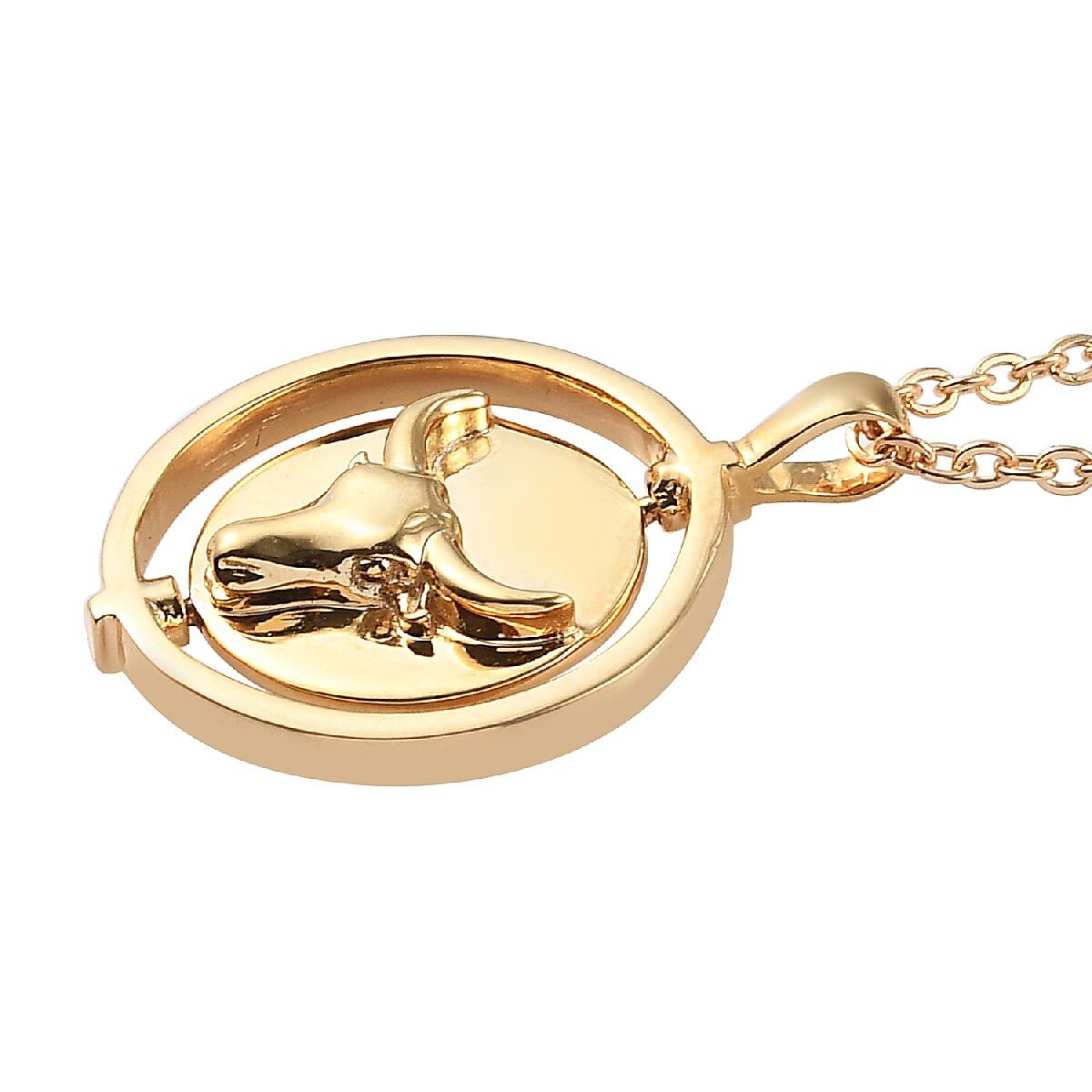 Sundays Child Taurus Zodiac Pendant with Chain (Size 20) in Yellow Gold Tone