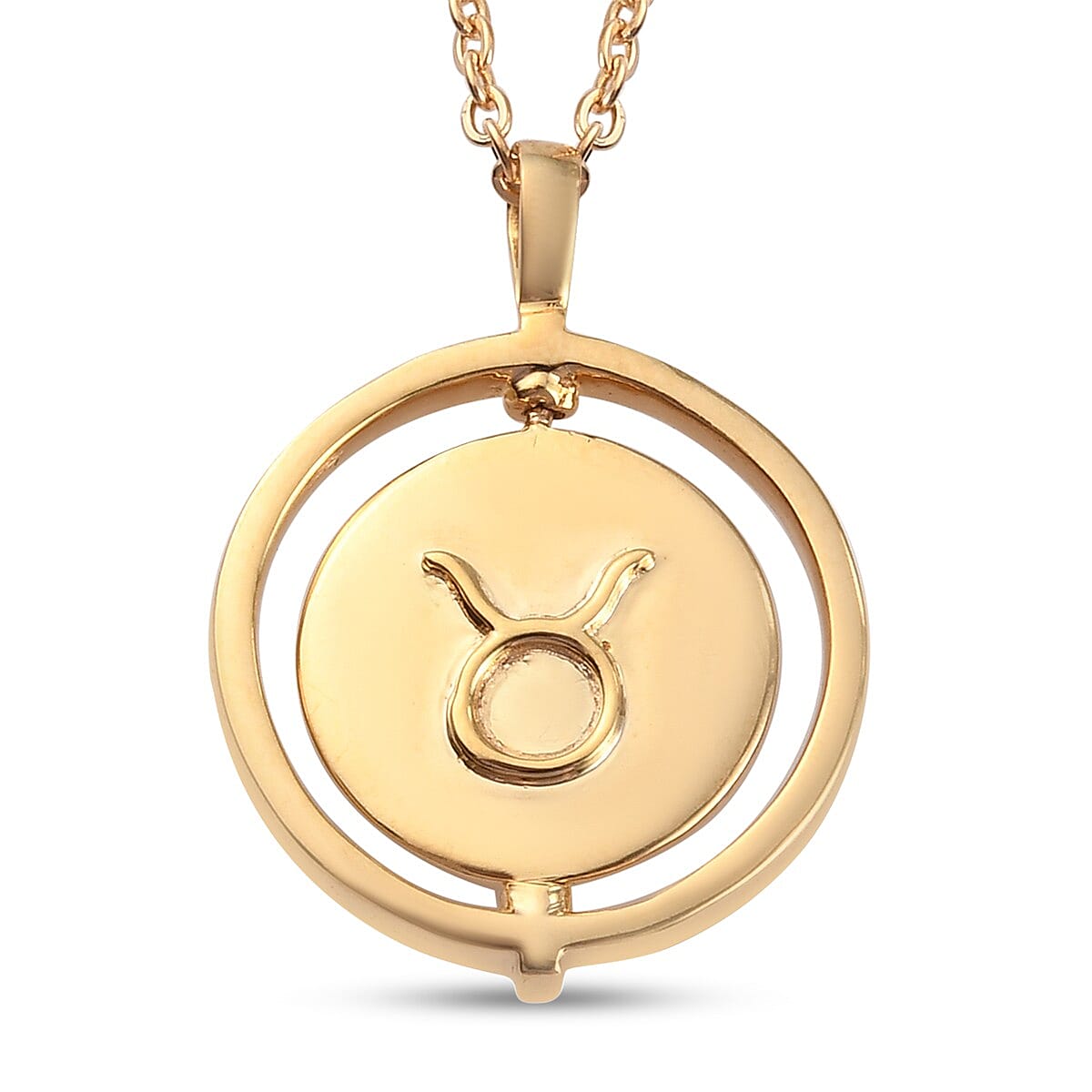 Sundays Child Taurus Zodiac Pendant with Chain (Size 20) in Yellow Gold Tone