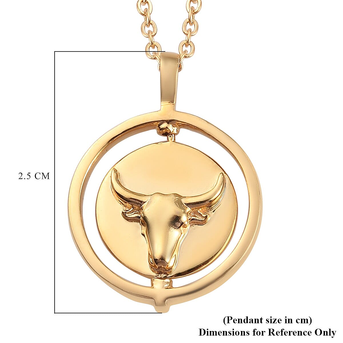 Sundays Child Taurus Zodiac Pendant with Chain (Size 20) in Yellow Gold Tone