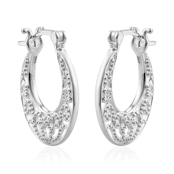 Diamond Earrings (with Clasp) in Sterling Silver - 3746265 - TJC