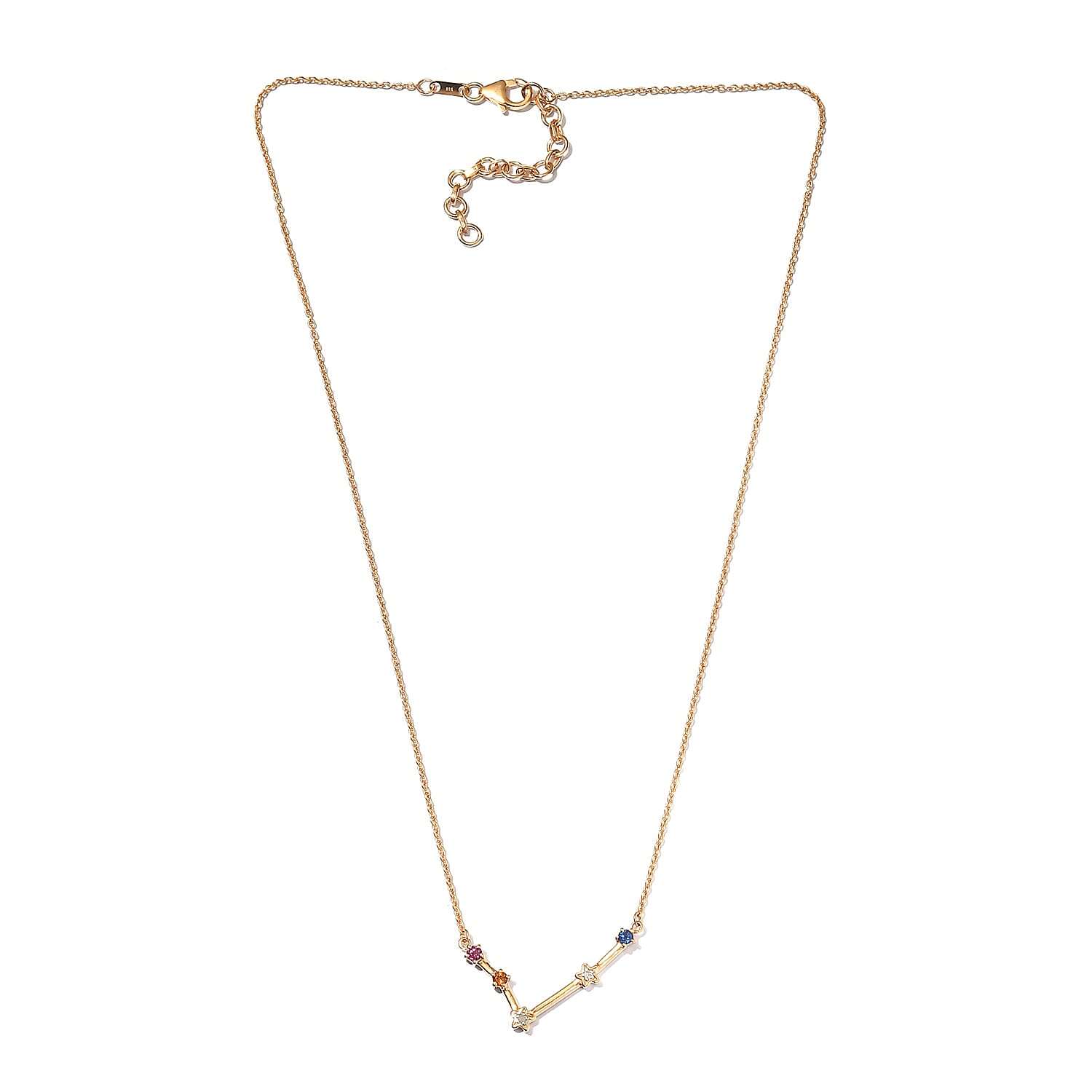 Diamond, Rhodolite Garnet, and Multi Gemstone Necklace (Size - 18 With 2 Inch Extender) in 14K Gold Overlay Sterling Silver