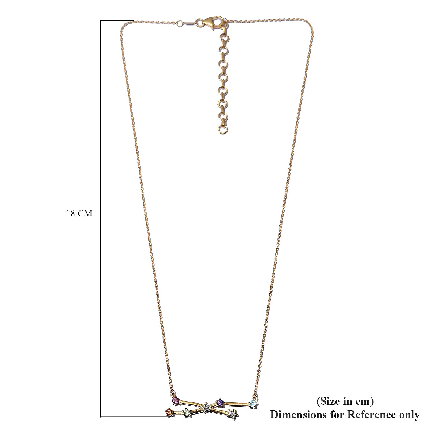 Diamond and Multi Gemstones Necklace (Size 18 With 2 Inch Extender) ) in 14K Gold Overlay Sterling Silver