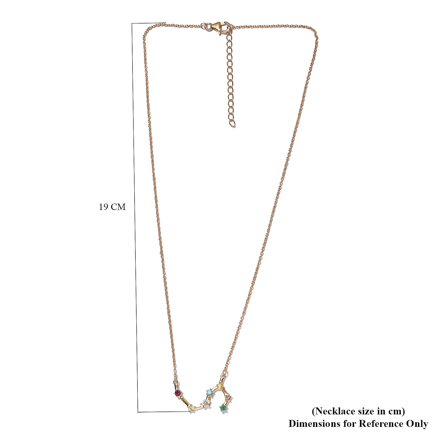 Diamond and Multi Gemstones Necklace (Size -18 With 2 inch Extender) in 14K Gold Overlay Sterling Silver