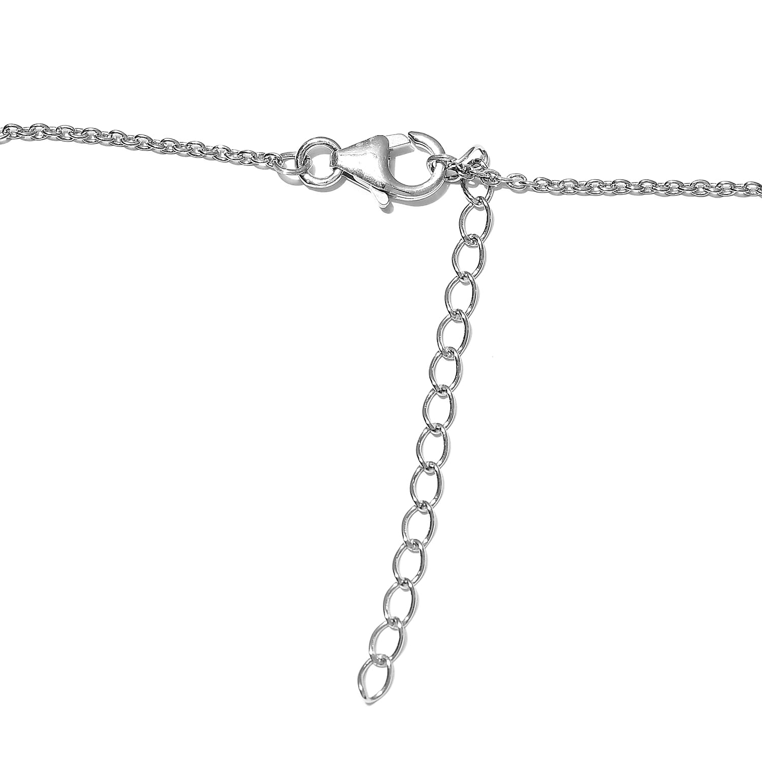 Diamond and Multi Gemstones Necklace (Size - 18 With 2 Inch Extender  ) in Platinum Overlay Sterling Silver