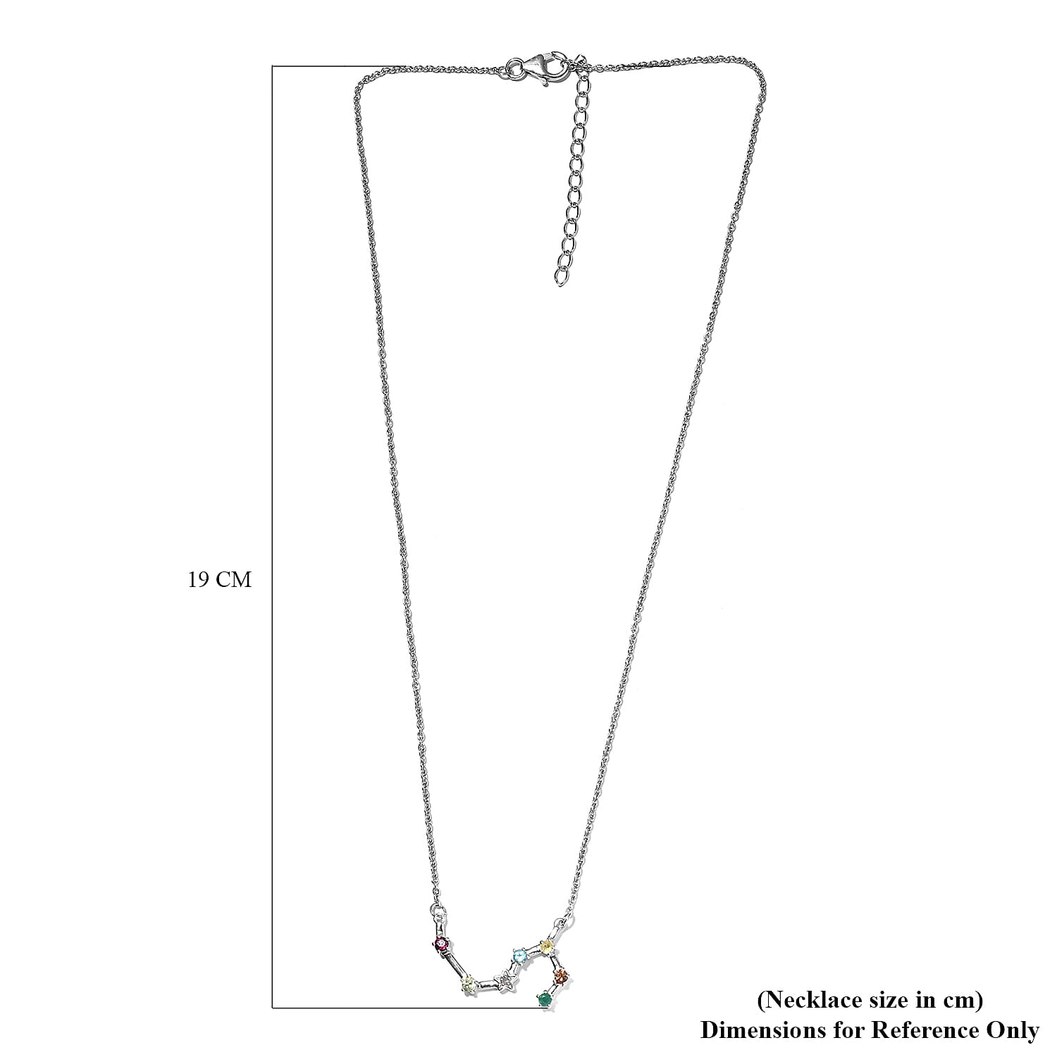 Diamond and Multi Gemstones Necklace (Size - 18 With 2 Inch Extender  ) in Platinum Overlay Sterling Silver